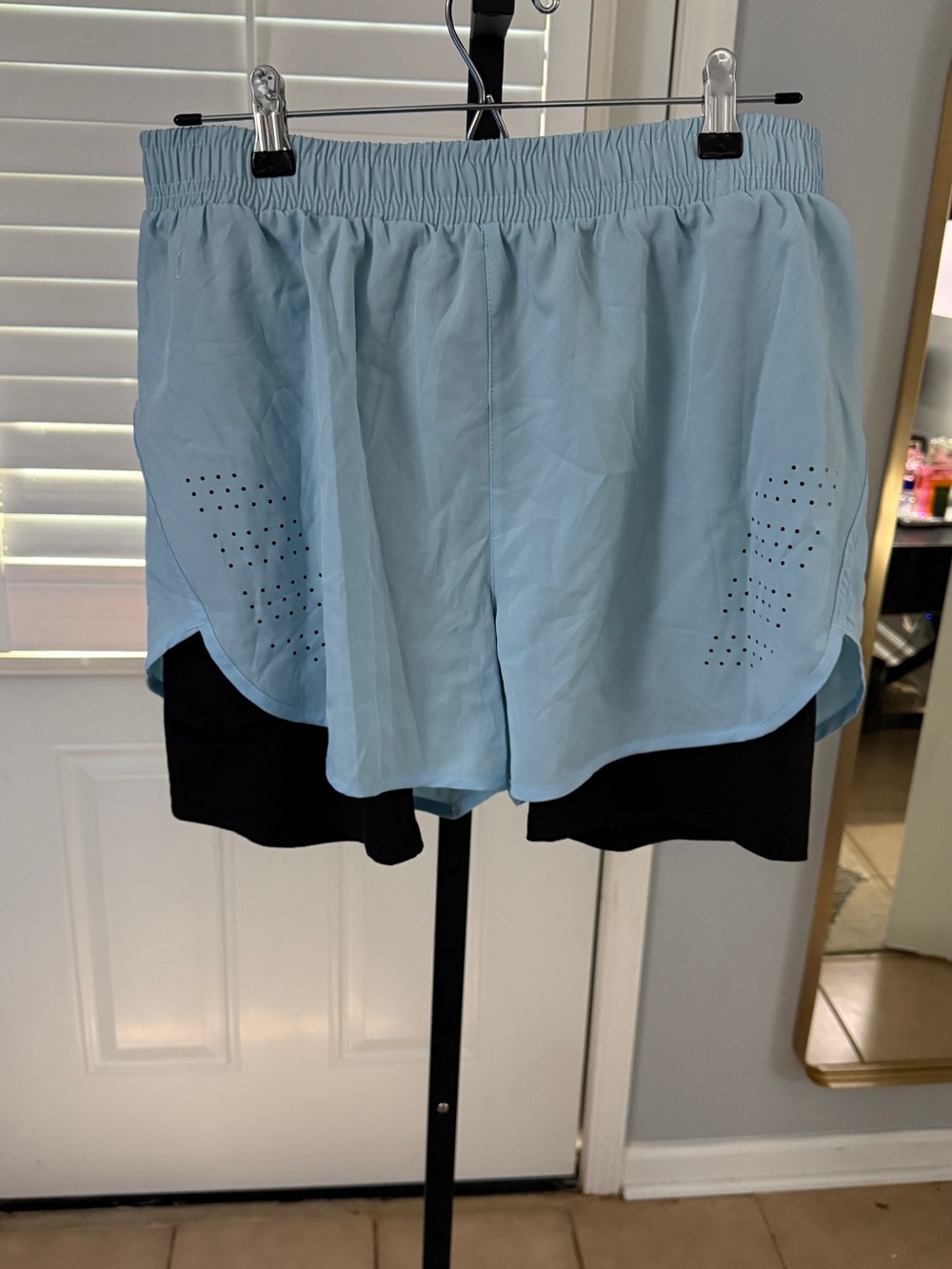 Light Blue Men’s Athletic Shorts with Built-In Black Liner
